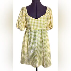 Old Navy Coquette Gingham Puff Sleeve Mini Dress